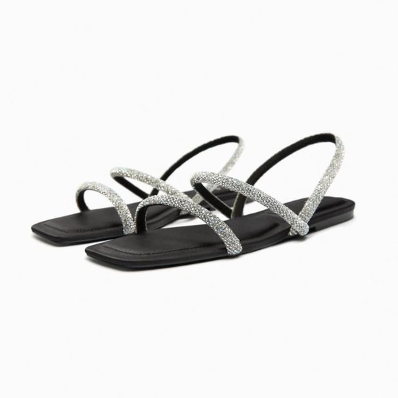ZARA RHINESTONE SANDALS - Picture 1 of 8